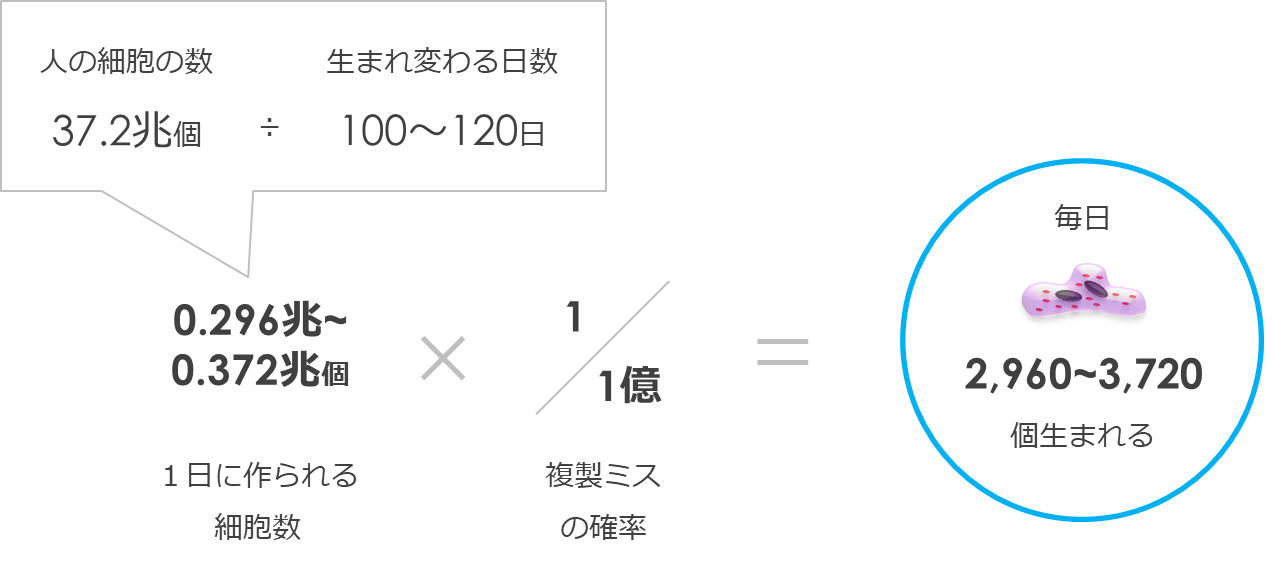一日に生まれるがん細胞の数