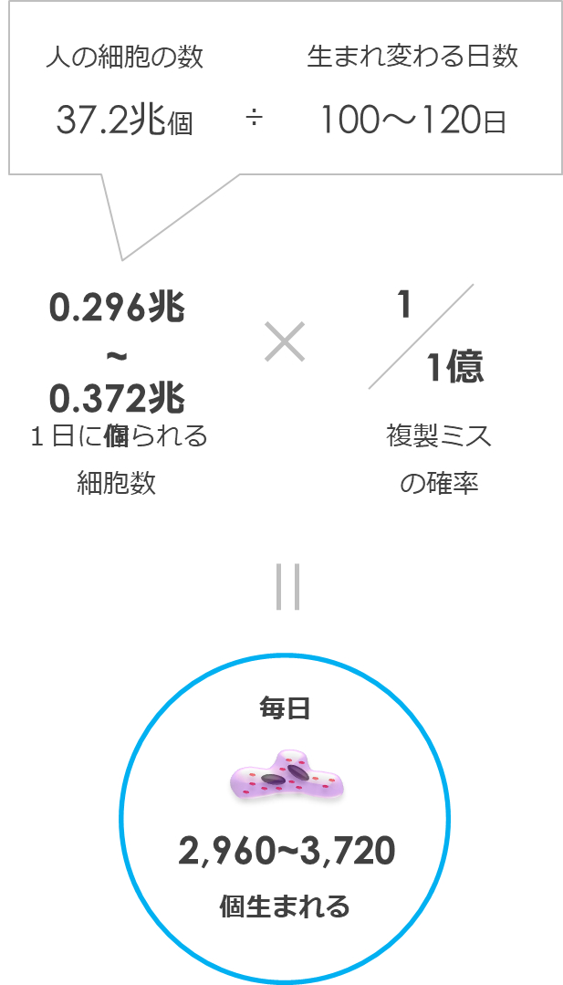 一日に生まれるがん細胞の数